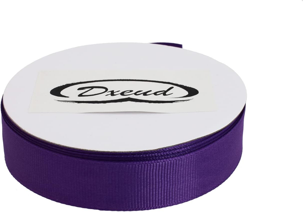 Solid Grosgrain Ribbon 25 Yard Each Roll 100% Polyester Woven Edge (1", Purple)