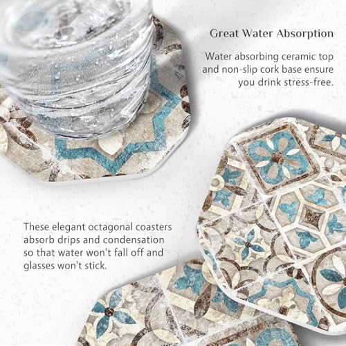 UMIRRO Absorbent Ceramic Stone Coasters Set of 6 - Image 3