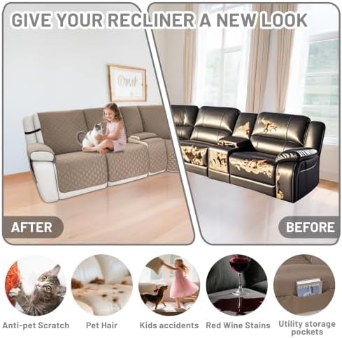 Waterproof Sectional Reclining Couch Covers L Shaped Recliner Sectional Sofa - Image 6