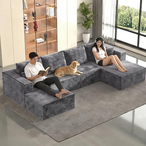 138" Modular Sectional Sofa, U-Shaped Cloud Couch - Image 3