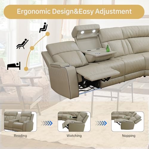 Power Reclining Leather Sectional Sofa - Image 5