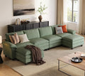 LINSY HOME 157'' Modular Sectional Sofa 4 Seat Couch Corduroy Cloud Couch by LINSYHOME