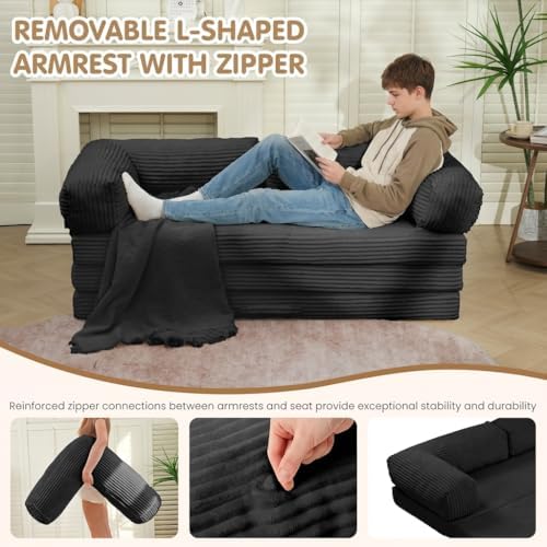 Convertible Sofa Bed Queen, 5-in-1 Tri-Fold Boneless Couch - Image 4