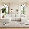 118" U-Shaped Modular Sectional Sofa, Corduroy Cloud Couch by Yimilife