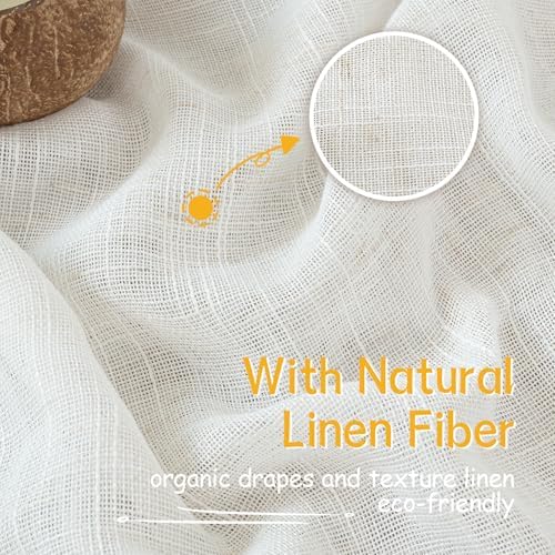 Extra Long Linen Semi Sheer Curtains 102 Inch Length - Image 4
