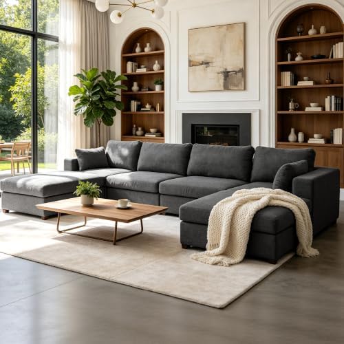 Oversized Modular Sectional Sofa, Dark Grey by Atrtivoent