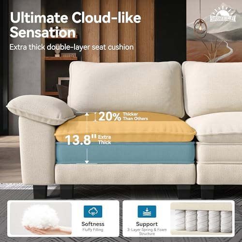 SUNSHINE VALLEY 157.5" 4-Seat Straight Modular Cloud Couch Sectional Sofa - Image 3