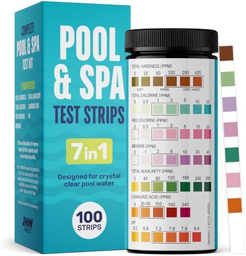 JNW Direct Pool Test Strips for Pools and Spas - 7 in 1 Water Test 100 Pack by JNWDirect
