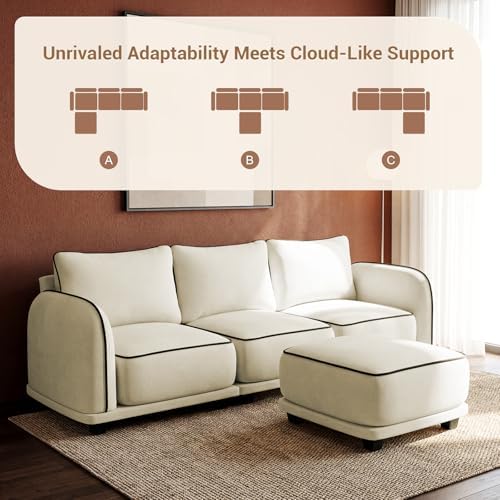 104 Inch L Shaped Modular Sectional Sofa, 4 Seater Modern Cloud Chenille Comfy - Image 5