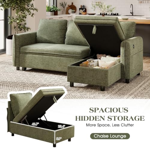 83" L Shaped Sleeper Sofa Bed, Pull Out Sectional Couches - Image 5
