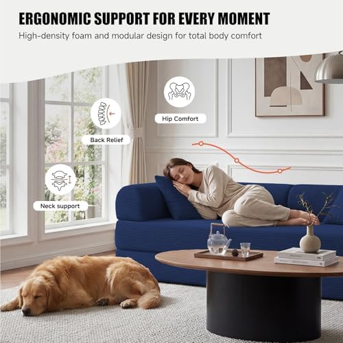 79" Convertible Futon Sofa Bed, 5-in-1 Boneless Couch - Image 3