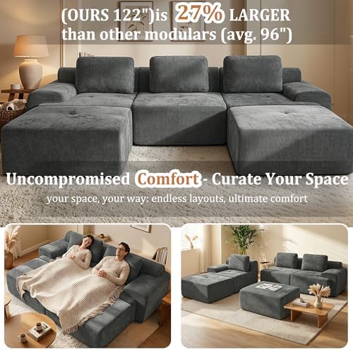 159" Oversized Boneless Couch, Comfort Cloud Sectional Couches - Image 6
