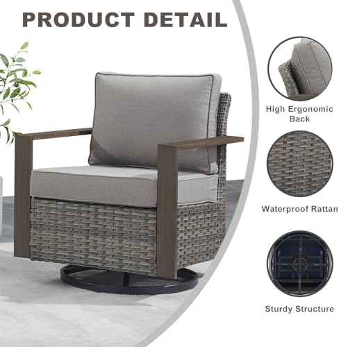 Grey Outdoor Wicker Patio Furniture Sets of 6 - Image 3