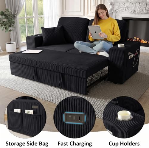 63 Inch Sleeper Sofa Bed, 3 in 1 Pull Out Couch Bed - Image 5