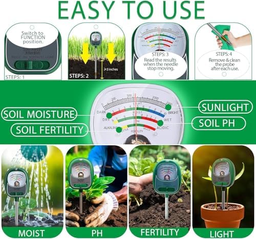 Soil Moisture Meter for Plants, 4-in-1 Soil Tester - Image 4