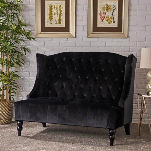 Christopher Knight Home Leora Modern Glam Tufted Velvet Wingback Loveseat - Image 3