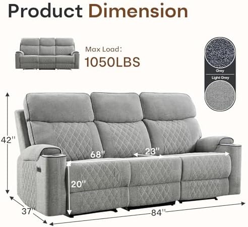 HAOMARKETS Power Oversized Reclining Sofa Couch - Image 2