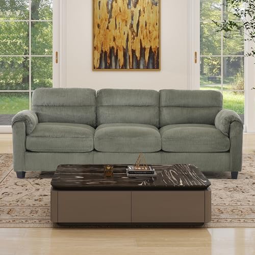 HAOMARKETS Corduroy Sofa Set, Upholstered 3-Seater Couch by HAOMARKETS