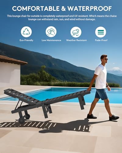 SERWALL HDPE Outdoor Chaise Lounge Set of 2 - Image 5