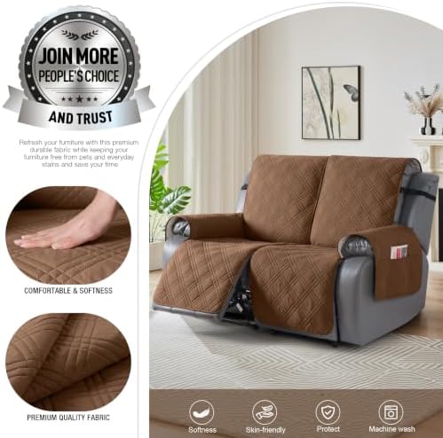 TAOCOCO 100% Waterproof Loveseat Recliner Cover, Non Slip Split Recliner Couch - Image 2