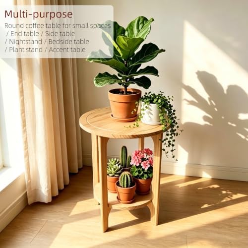Solid Wood Round Side Table for Living Room - Image 6