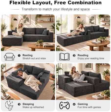106" Boneless Couches for Living Room, Modular Sectional Sofa - Image 3