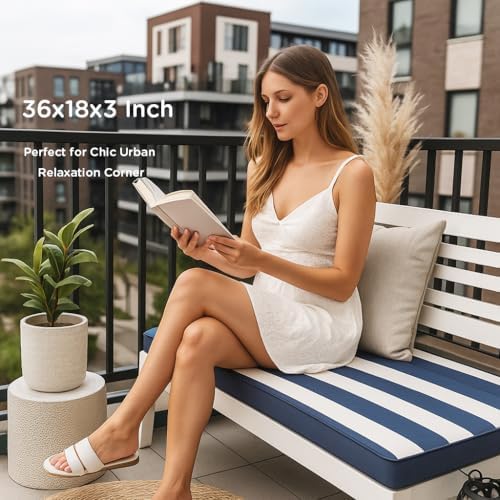 Codi Outdoor Bench Cushion for Patio Furniture, Cabana Navy - Image 7
