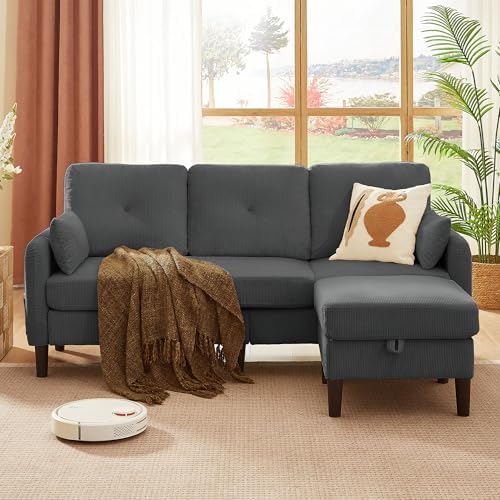Modern Sectional Sofa with Storage Ottoman, L-Shaped 3-Seat Couch with 2 - Image 7