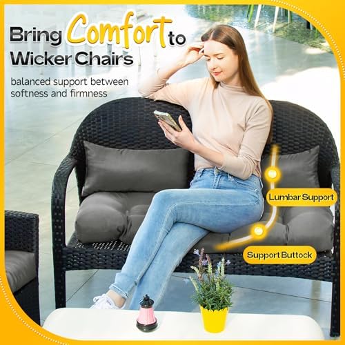 MAGIC ELEPHANT Wicker Chair Cushions, Indoor Outdoor Memory Foam Wicker - Image 7