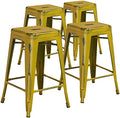 Flash Furniture Kai Commercial Grade 4 Pack 24" High Backless Distressed Orange by FlashFurniture
