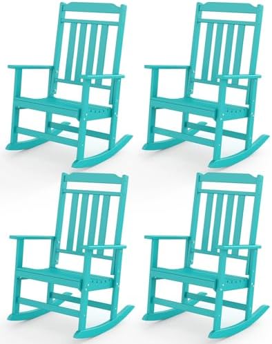 GREENVINES Classic Outdoor-Rocking-Chairs-Set-of-4, HDPE Rocker by GreenVines