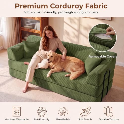 79'' Convertible Futon Sofa Bed, High‑Back Boneless Couches - Image 6