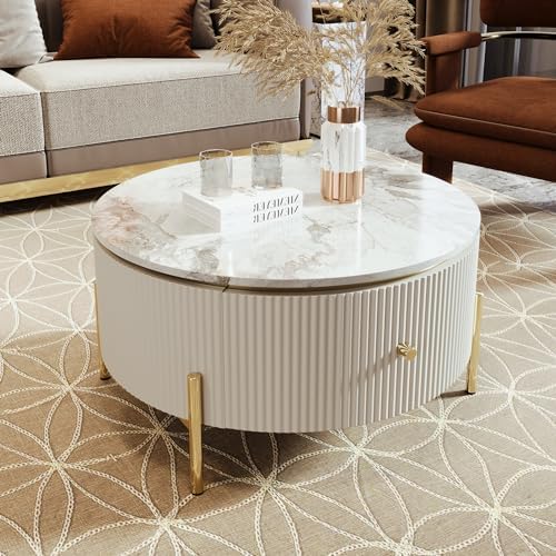 31.5" Coffee Table Living Room Beige CoffeeTable - Image 6