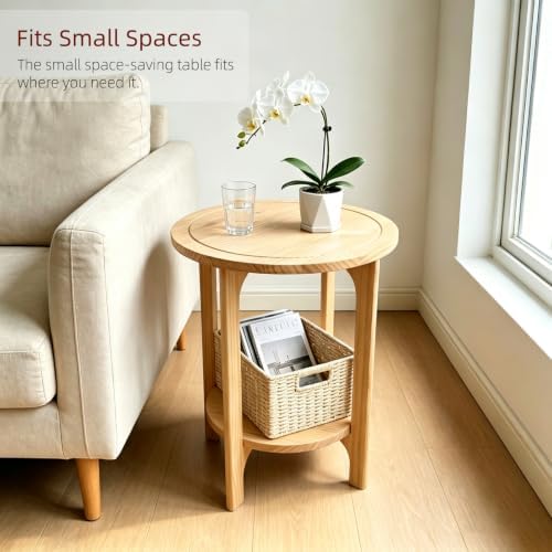 Solid Wood Round Side Table for Living Room - Image 3