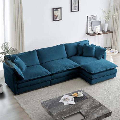 GNIXUU 111.5" Blue L Shaped Cloud Modular Sectional Sofa by GNIXUU