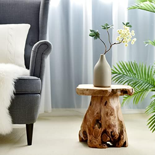 WELLAND Natural Cedar Stump Stool, Live Edge Mushroom Side Table - Image 5