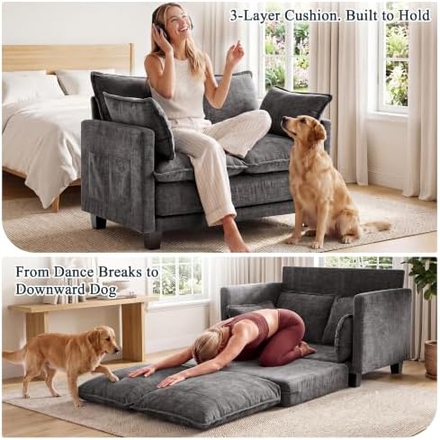 49" Loveseat Convertible Sofa Bed, Futon Sleeper Couch - Image 3