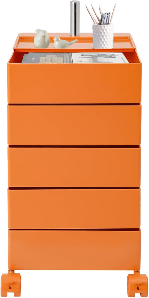 5 Tier Storage Cabinet, 360° Rotating Sofa Side Cabinet, Mobile Bedside Table by Unknown
