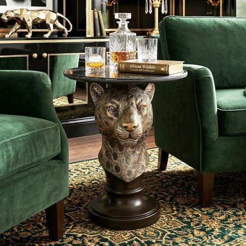25" Luxury Leopard Head Side Table - Image 4