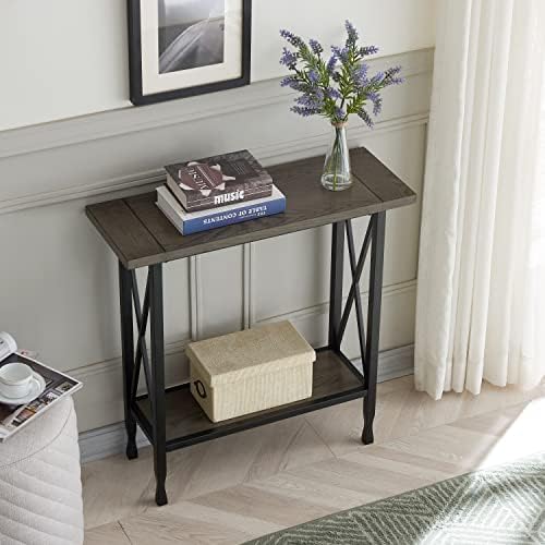 Leick Home Chisel & Forge Console Table, Smoke Gray, Matte Black - Image 5