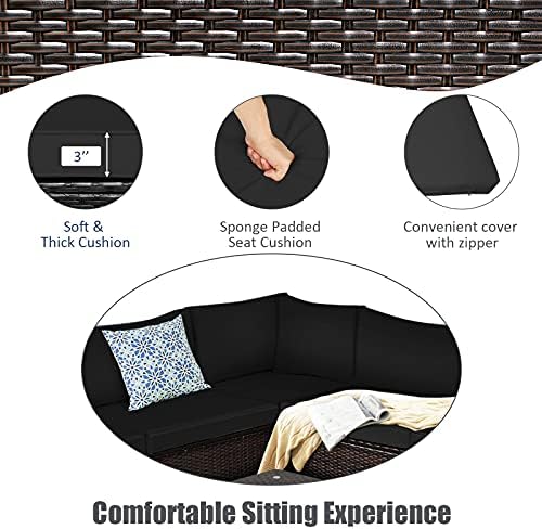 Tangkula 6 Pieces Patio Furniture Set, Outdoor Rattan Sofa Set, Wicker - Image 4