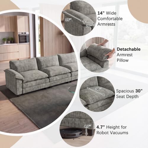 Homall 158.6" Cloud Couch, Modular Sectional Sofa, Light Grey - Image 3