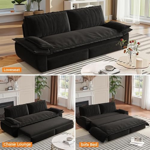 73.2" Futon Sofa Bed Queen Size, 3-in-1 Convertible Sleeper Sofa - Image 6