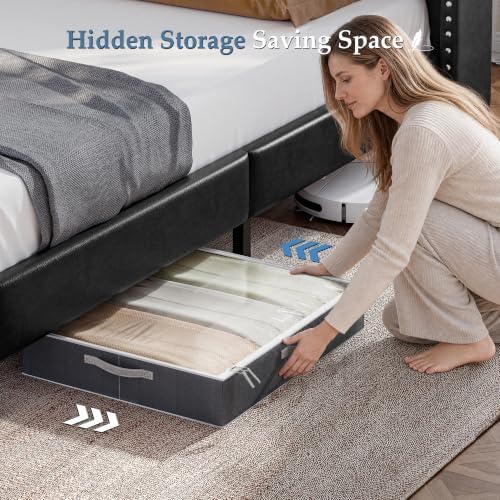 EnHomee Twin Bed Frame with 2 Drawers & 2-Tier Storage Headboard - Image 5