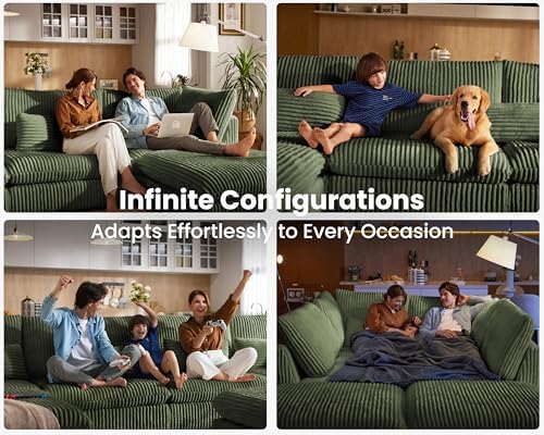 154" Oversize Corduroy Modular Sectional Sofa Couches - Image 4
