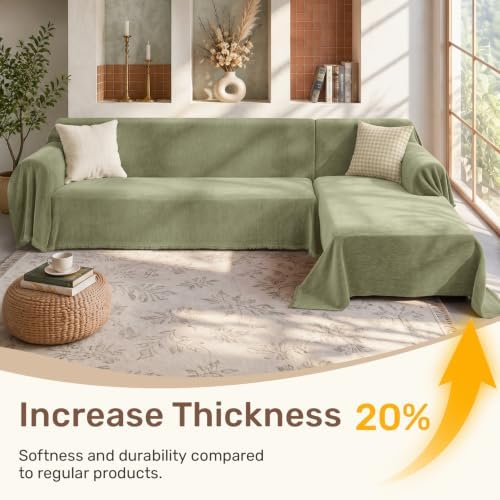 2 Pieces Sectional Couch Covers L Shaped Cover XL Light Sage - Image 3