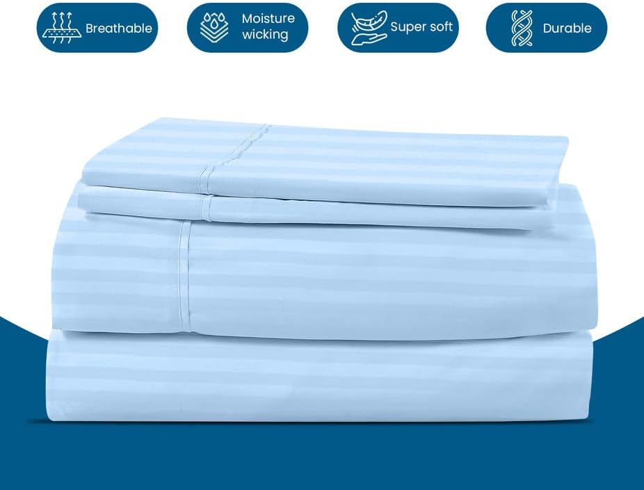 800 Series 100% Egyptian Cotton Sleeper Sofa Bed Sheet Set Stripe Queen XL Size - Image 5