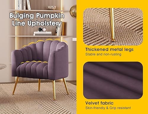 Dewhut Oversized Pumpkin Couch Accent Chair, Modern Comfy Velvet Upholstered - Image 6
