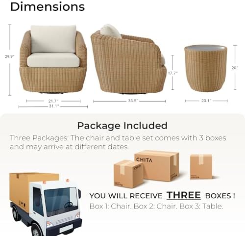 CHITA 3-Pieces Patio Wicker Bistro Set, Outdoor Furniture Set - Image 6