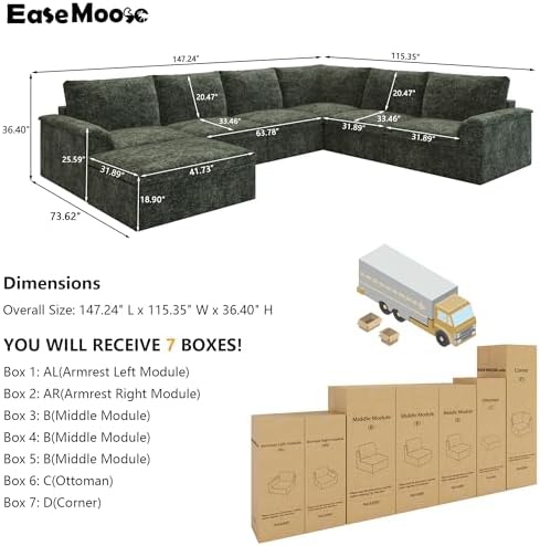 EASE MOOSE Boneless Couches, Cloud Couch Sectional - Image 2